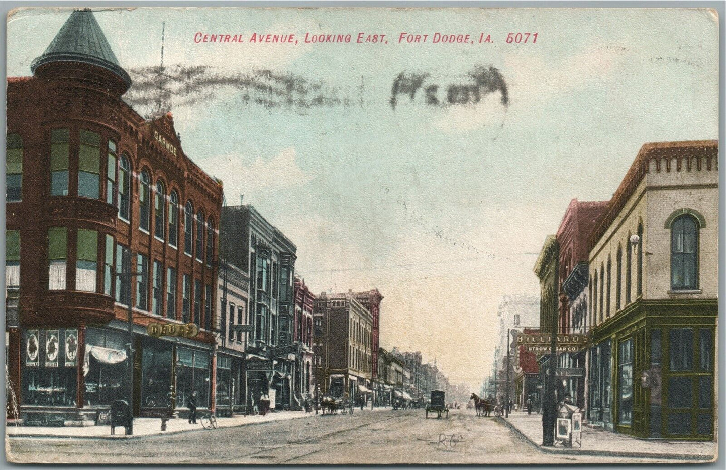 FORT DODGE IA CENTRAL AVENUE ANTIQUE POSTCARD