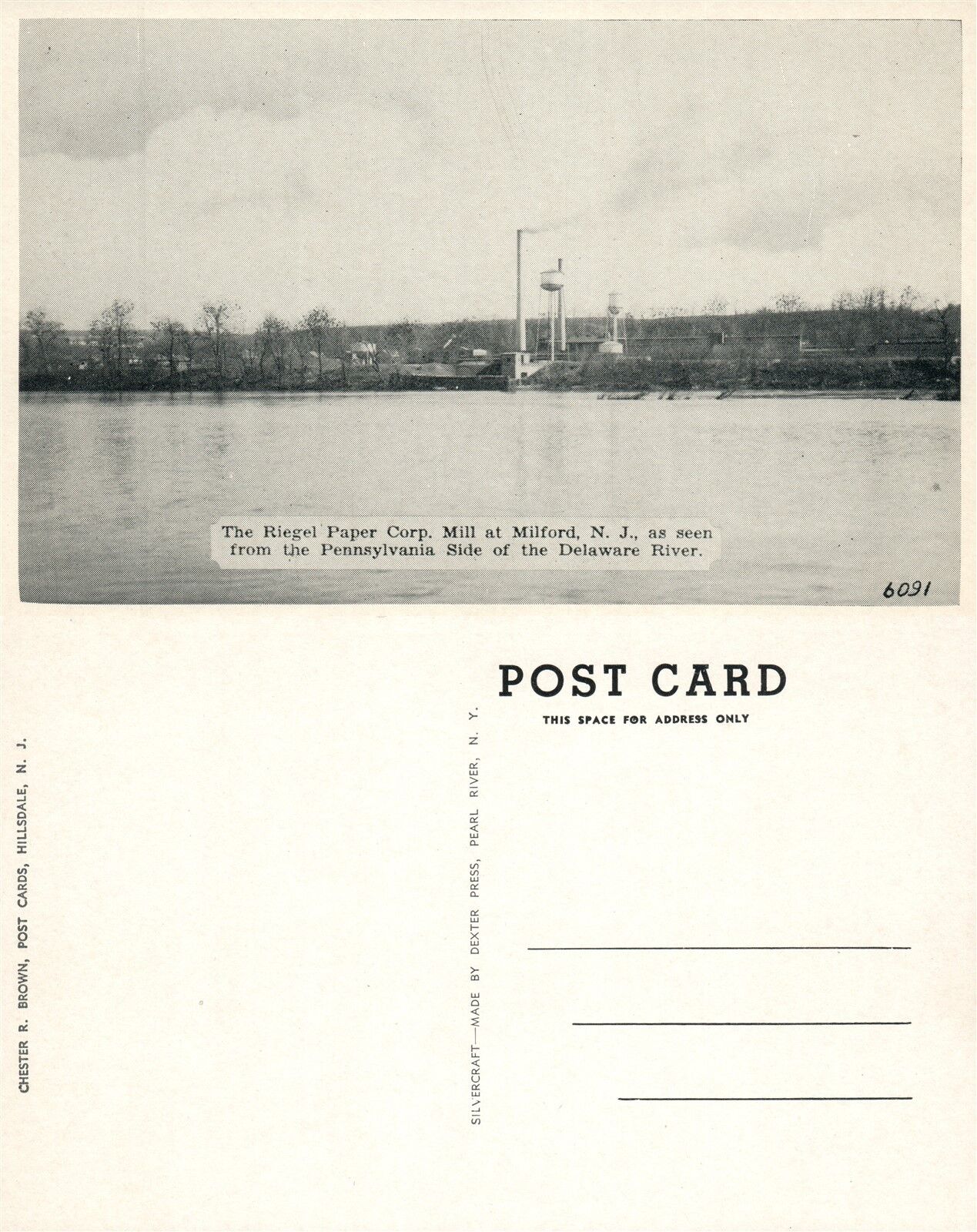 MILFORD N.J. RIEGEL PAPER MILL DELAWARE RIVER VINTAGE POSTCARD