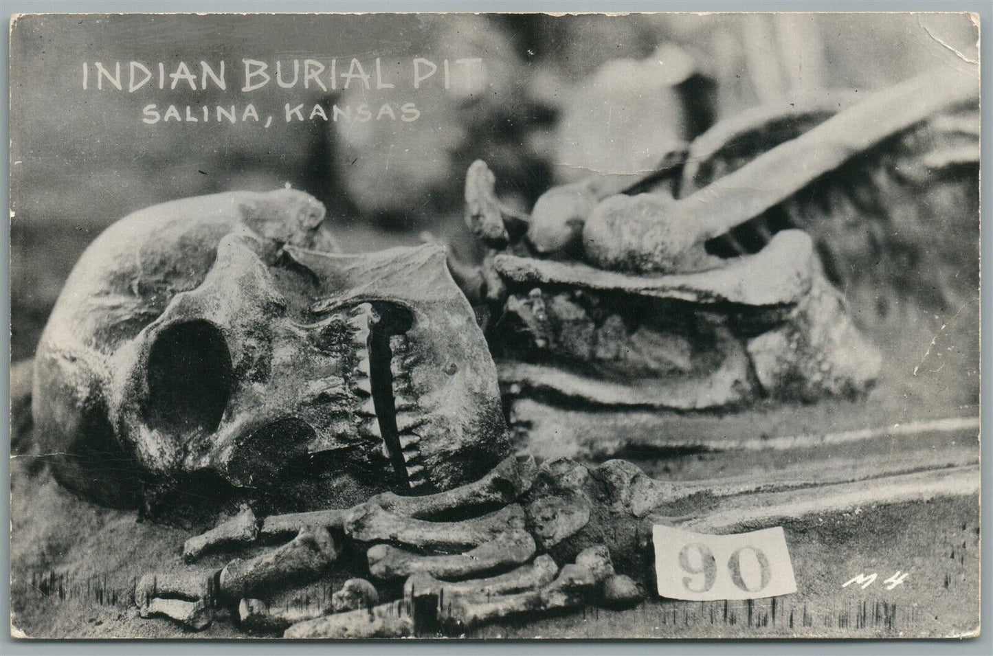 AMERICAN INDIAN BURIAL PIT SALINA KS VINTAGE REAL PHOTO POSTCARD RPPC