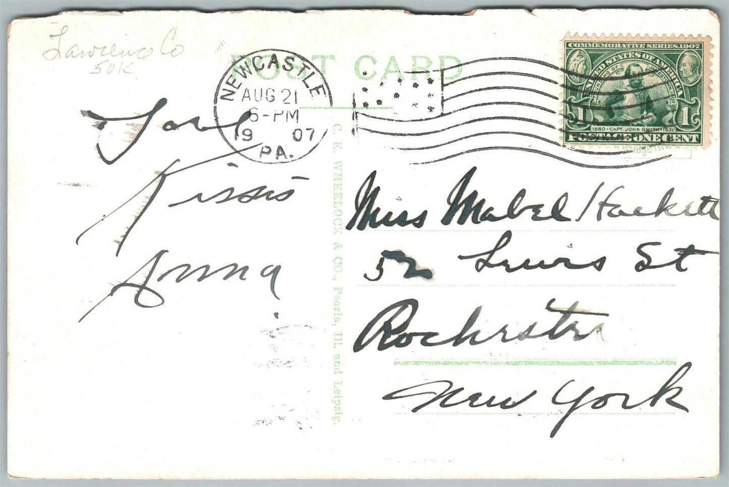 NEW CASTLE PA GREER TIN MILLS 1907 ANTIQUE POSTCARD