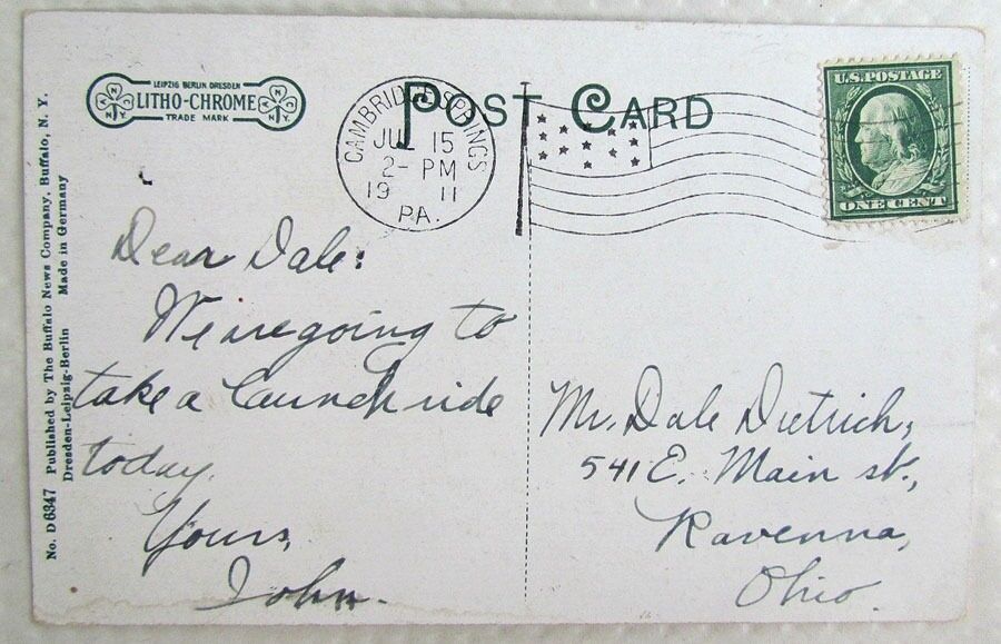 1911 ANTIQUE POSTCARD SCENE AT FRENCH CREEK CAMBRIDGE SPRINGS PA