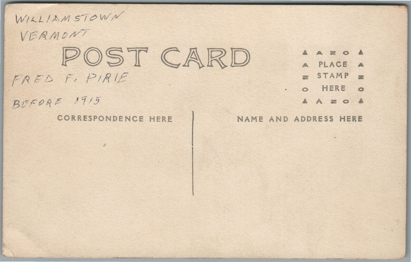 WILLIAMSTOWN VT HORSE DRAWN CART ANTIQUE REAL PHOTO POSTCARD RPPC