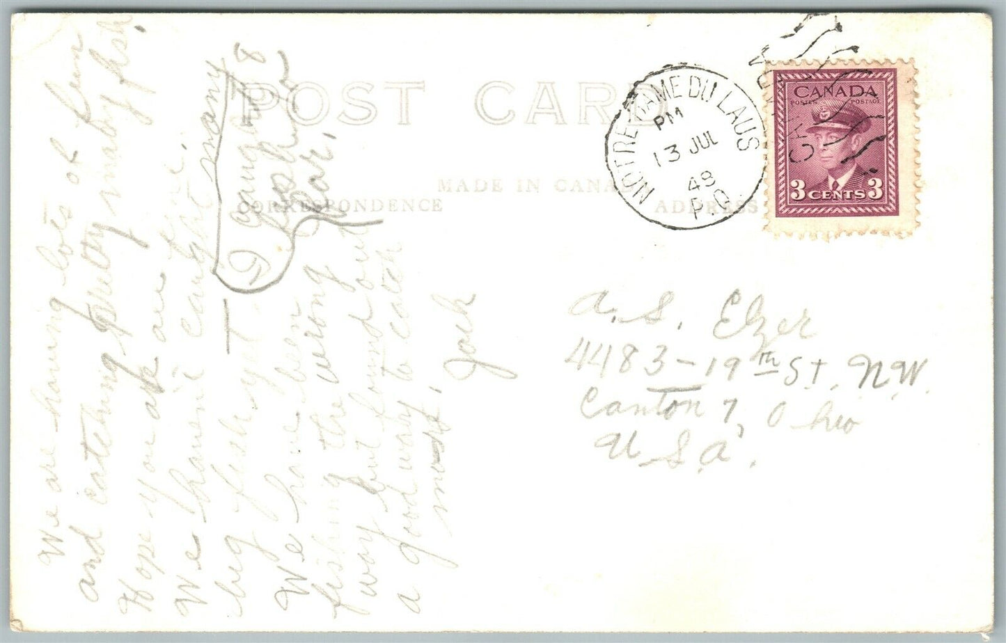 NOTRE DAME DU LAUS CANADA FISHING EXAGGERATED VINTAGE REAL PHOTO POSTCARD RPPC