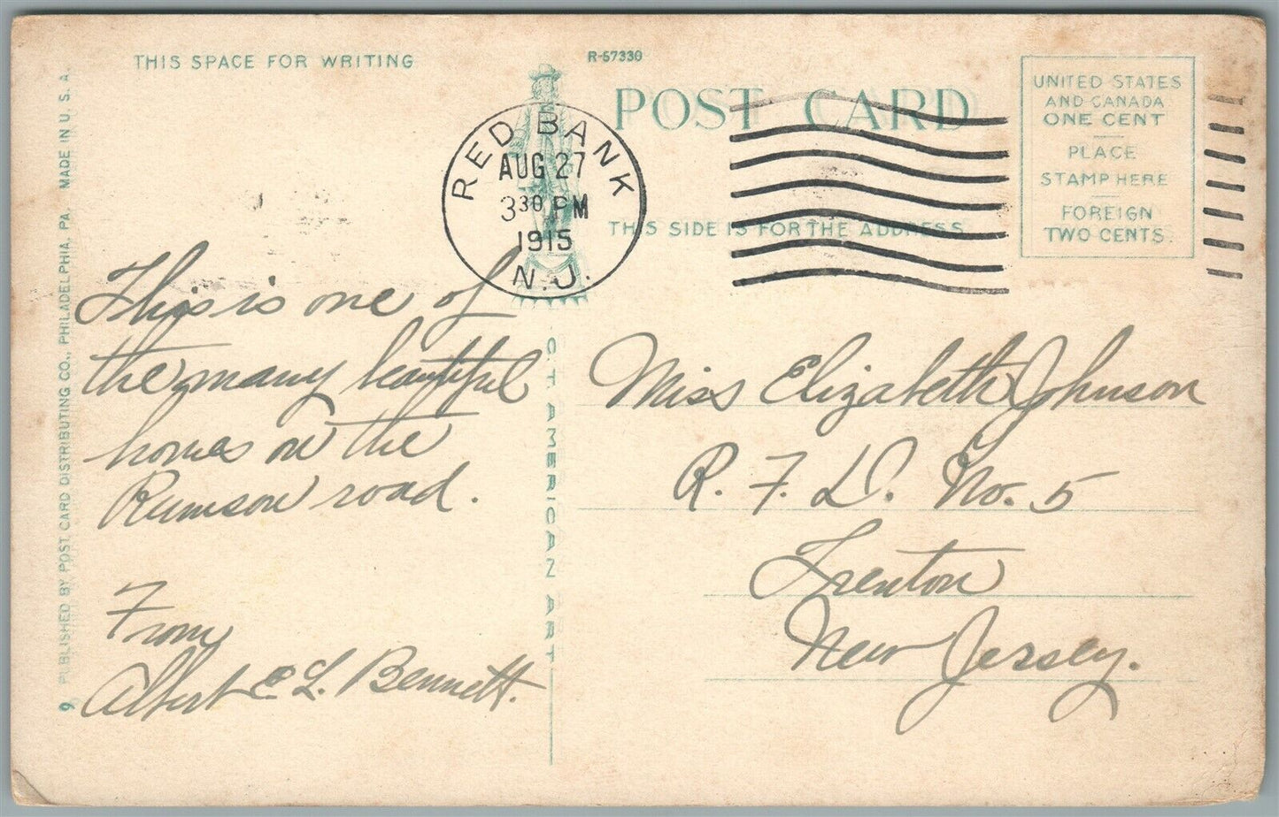 RED BANK NJ SUMMER HOME ON RUMSON ROAD ANTIQUE POSTCARD