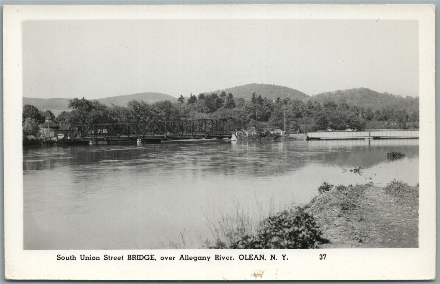 OLEAN NY SOUTH UNION STREET BRIDGE VINTAGE REAL PHOTO POSTCARD RPPC