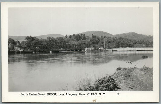 OLEAN NY SOUTH UNION STREET BRIDGE VINTAGE REAL PHOTO POSTCARD RPPC