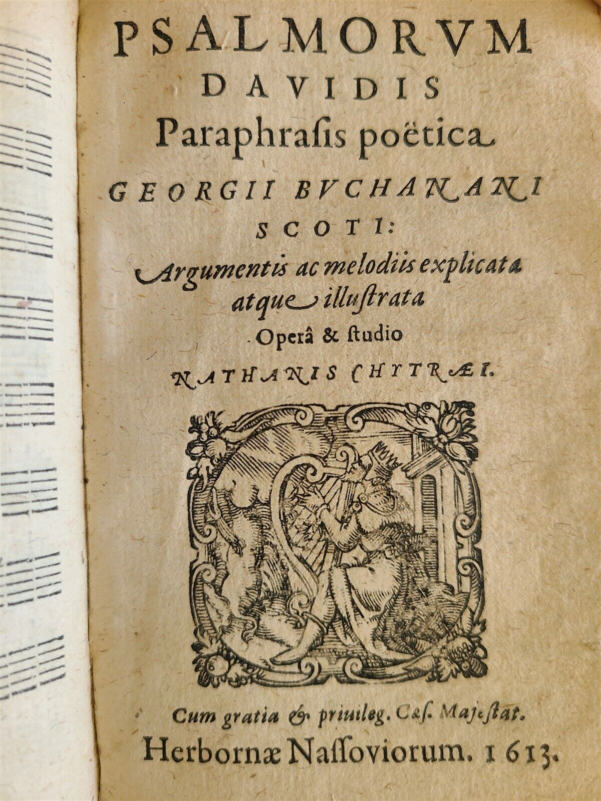 1613 IN GEORGII BUCHANANI PARAPHRASIN PSALMORUM antique VELLUM BOUND