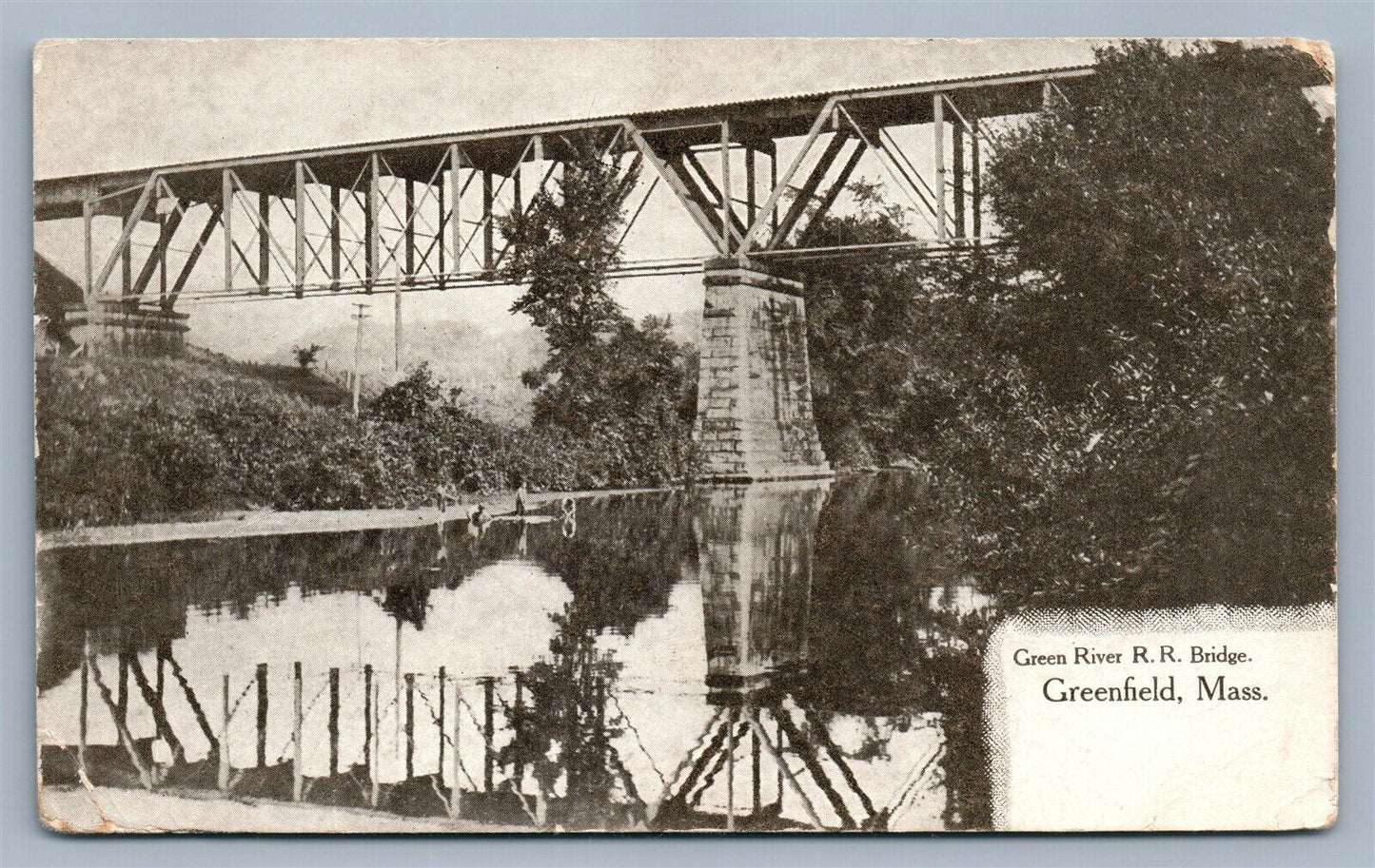 GREENFIELD MA RAILROAD BRIDGE ANTIQUE POSTCARD