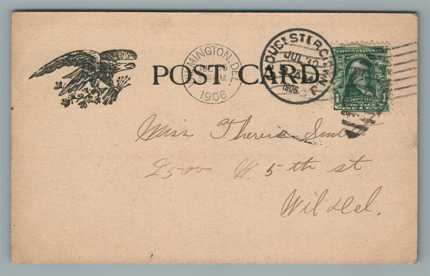 WASHINGTON PARK ON DELAWARE NJ 1906 ANTIQUE POSTCARD