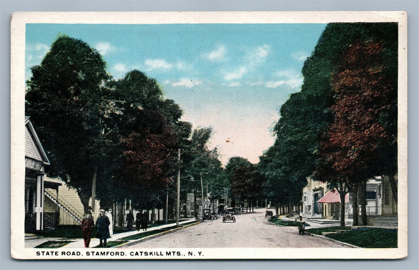 STAMFORD CATSKILL MTS NY STATE ROAD ANTIQUE POSTCARD