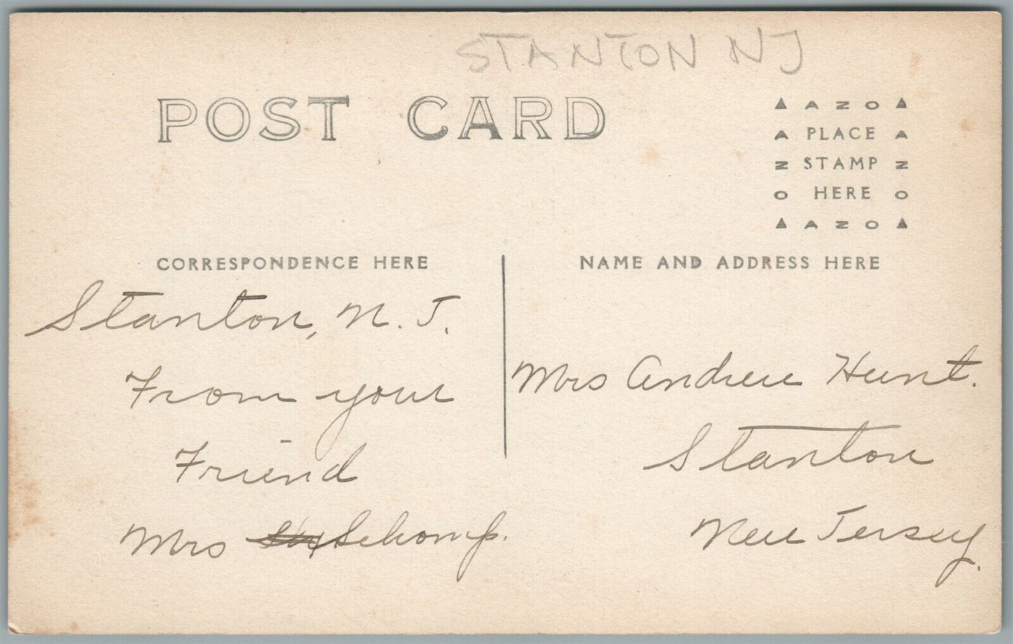 STANTON NJ STREET SCENE ANTIQUE REAL PHOTO POSTCARD RPPC