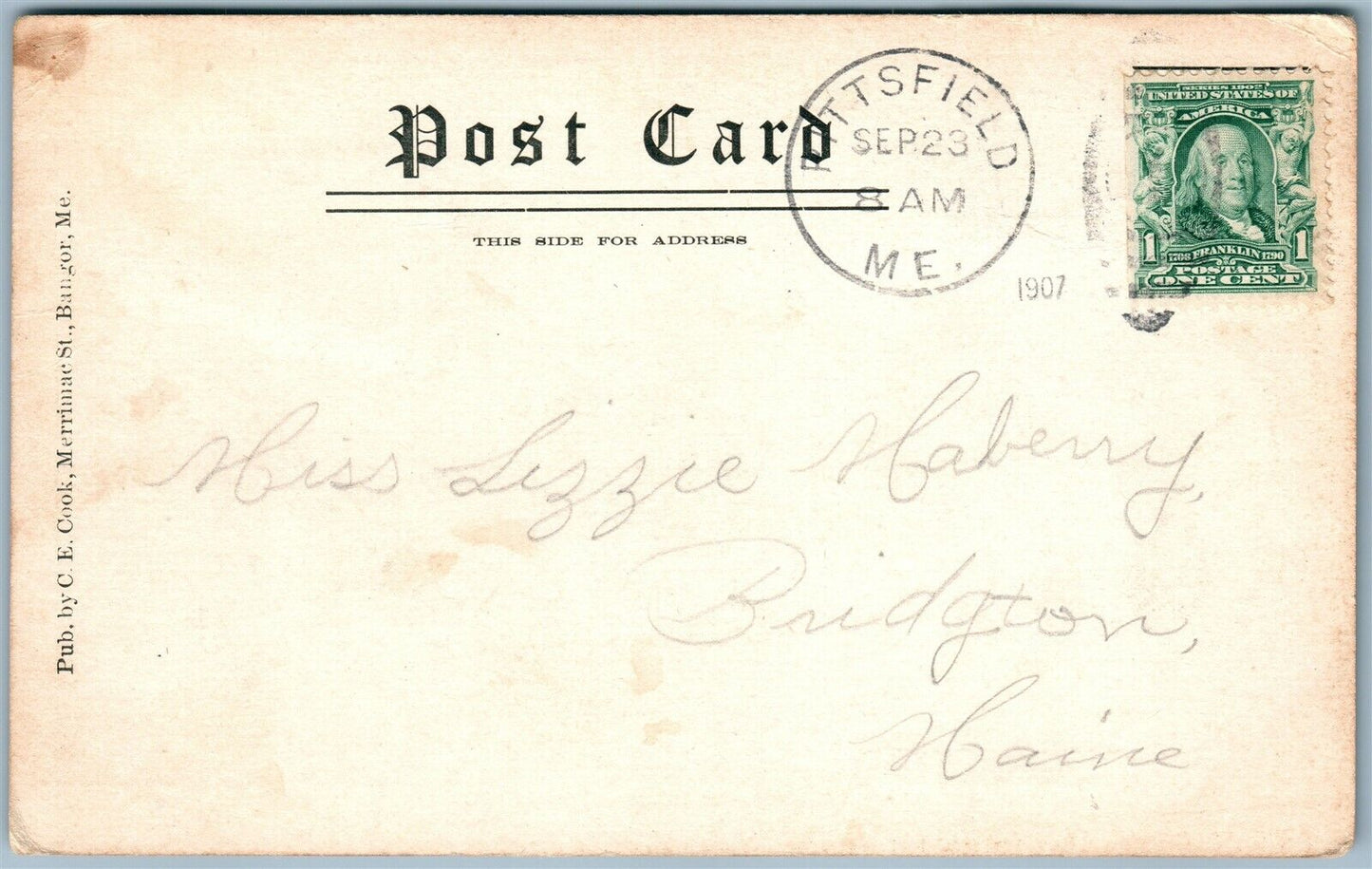 HARTLAND ME MILL STREET ANTIQUE POSTCARD