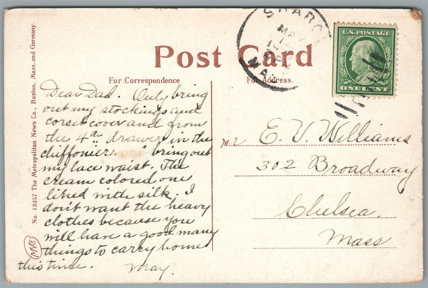 SHARON MA NORTH MAIN STREET ANTIQUE POSTCARD