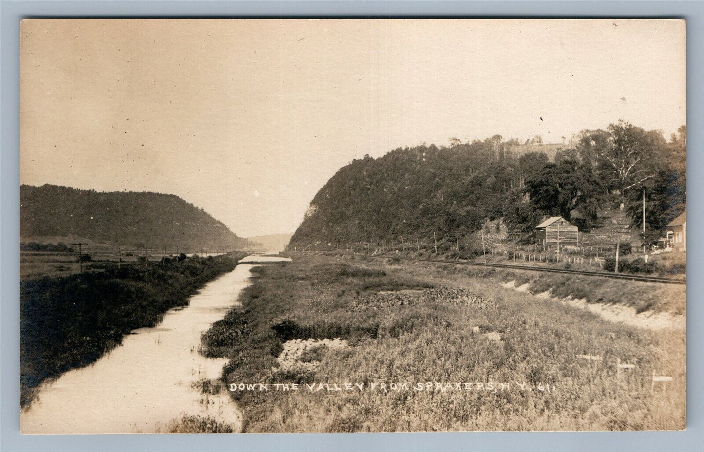 VALLEY VIEW FROM SPRAKERS NY ANTIQUE REAL PHOTO POSTCARD RPPC RAILROAD