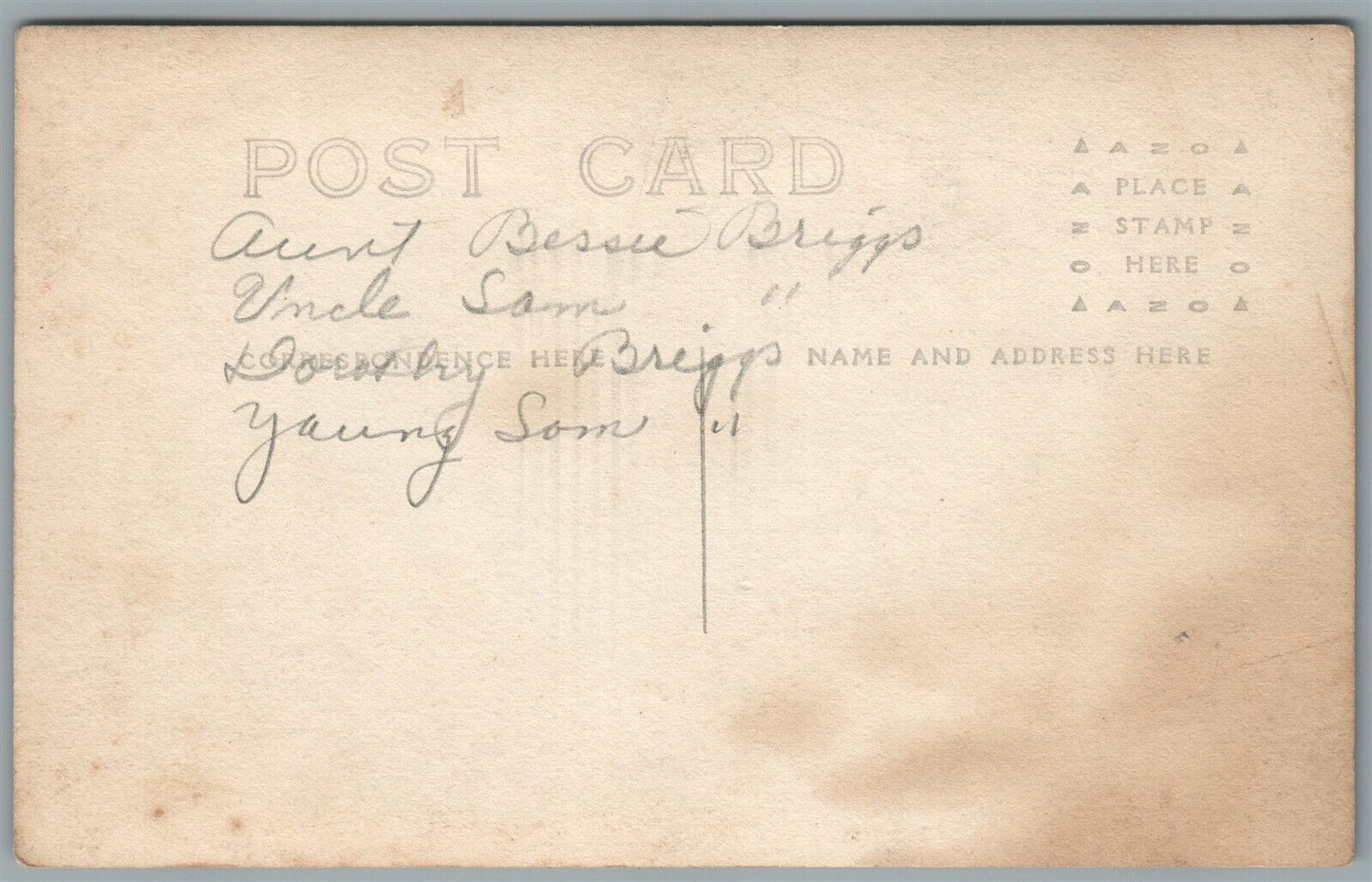 PEOPLE w/ PUPPY DOG ANTIQUE REAL PHOTO POSTCARD RPPC