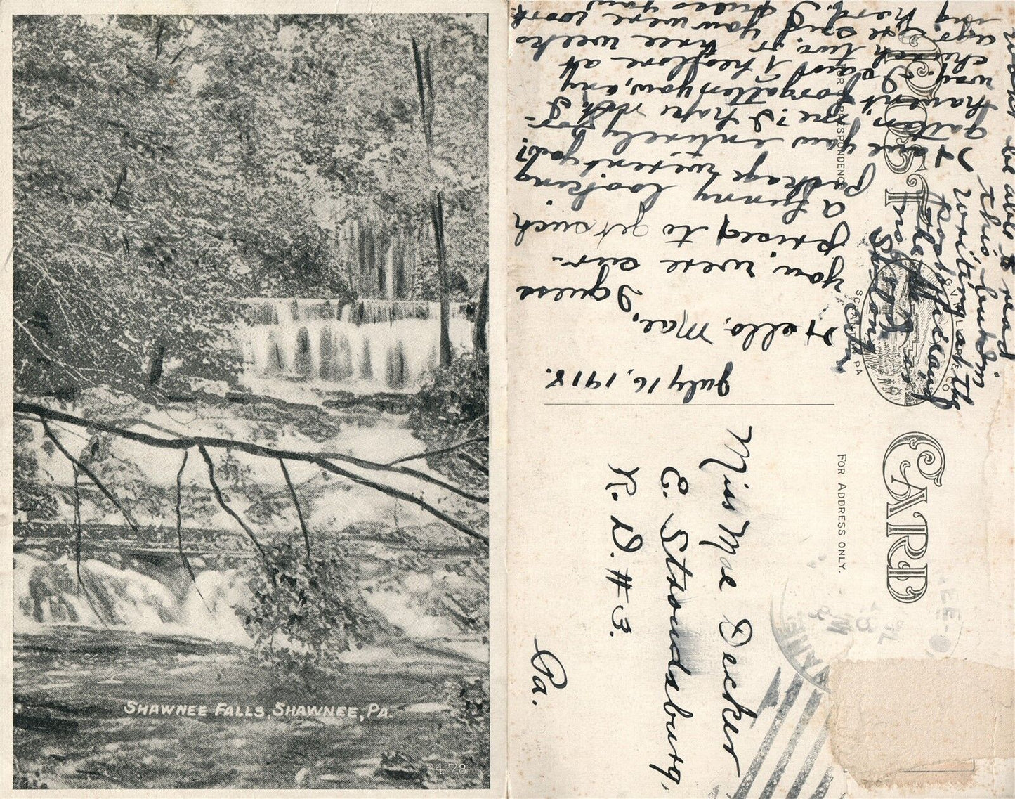 SHAWNEE FALLS PA VINTAGE POSTCARD