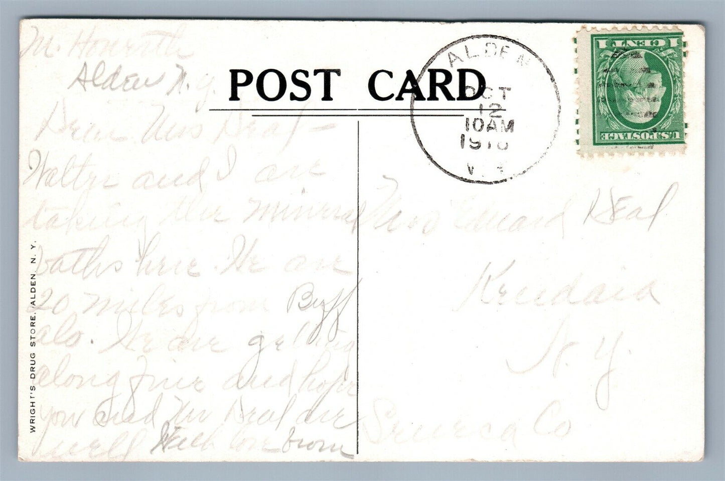 ALDEN NY LIBERAL HALL ANTIQUE POSTCARD