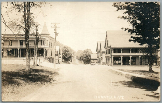 DANVILLE VT STREET SCENE 1920 ANTIQUE REAL PHOTO POSTCARD RPPC