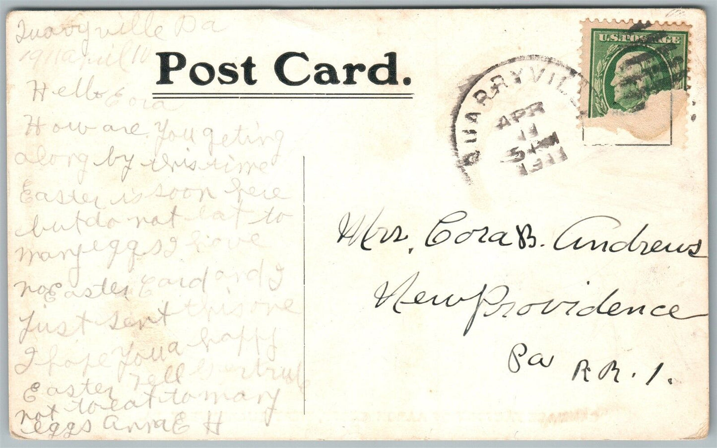 WEST QUARRYVILLE PA CARRIAGE FACTORY OF AARON CROFF ANTIQUE POSTCARD