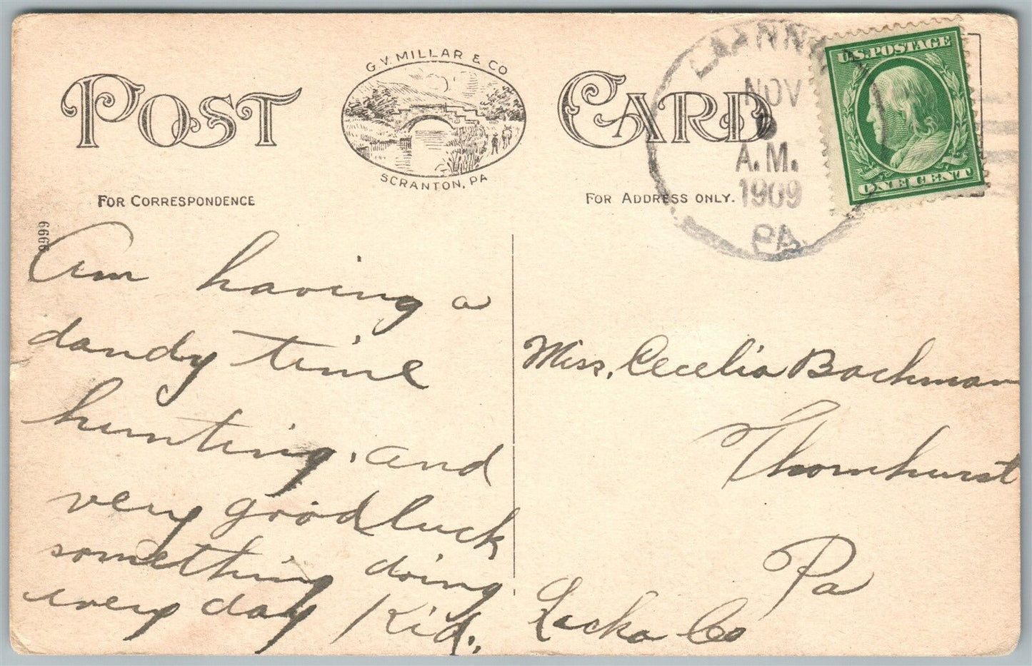 LaANNA PA 1909 ANTIQUE POSTCARD