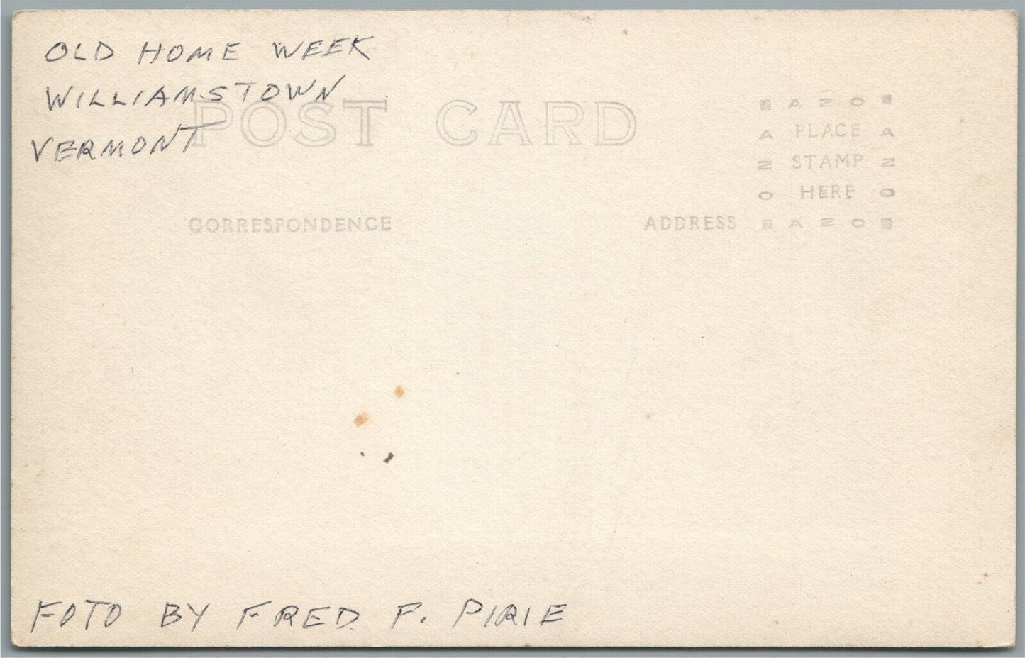 WILLIAMSTOWN VT OLD HOME WEEK ANTIQUE REAL PHOTO POSTCARD RPPC