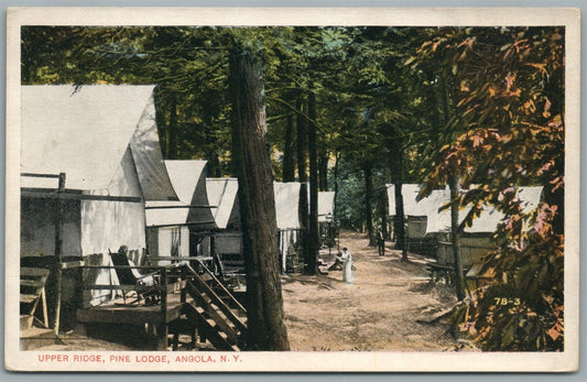 ANGOLA NY UPPER RIDGE PINE LODGE ANTIQUE POSTCARD