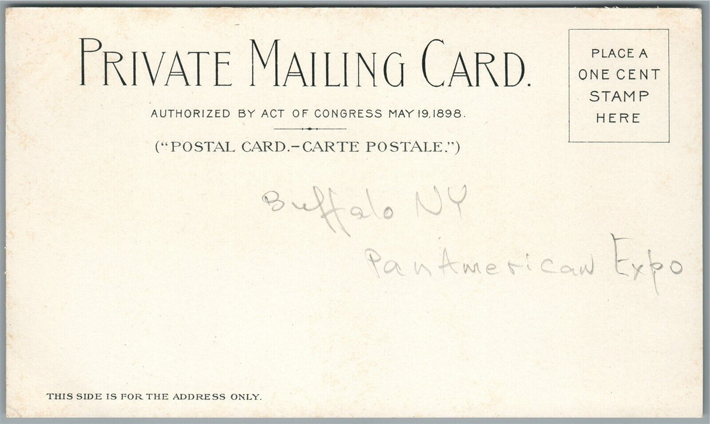 BUFFALO NY PAN AMERICAN EXPO ANTIQUE PRIVATE MAILING CARD POSTCARD