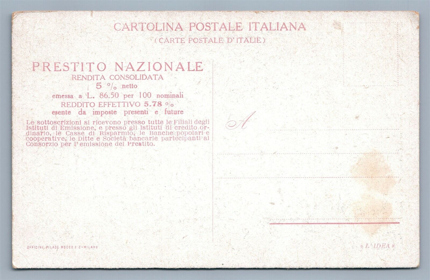 SPANISH WWI NATIONAL LOAN ADVERTISING ANTIQUE POSTCARD