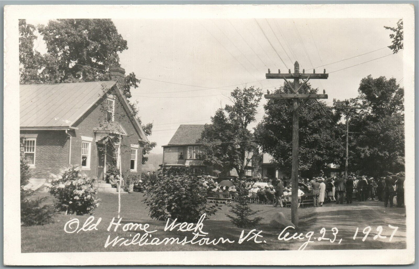 WILLIAMSTOWN VT OLD HOME WEEK AUG. 23 1927 ANTIQUE REAL PHOTO POSTCARD RPPC
