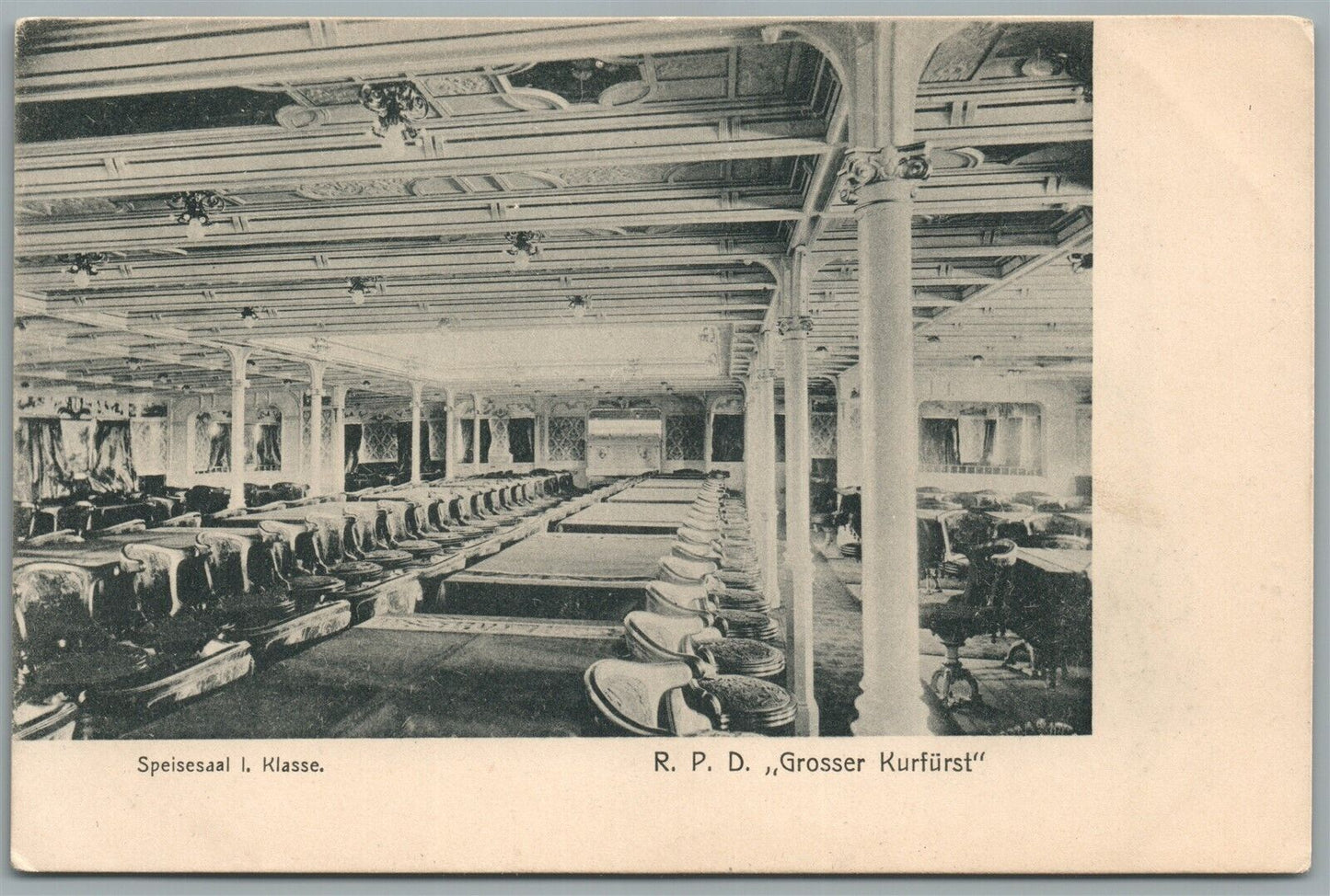 STEAMSHIP GROSSER KURFURST INTERIOR ANTIQUE POSTCARD