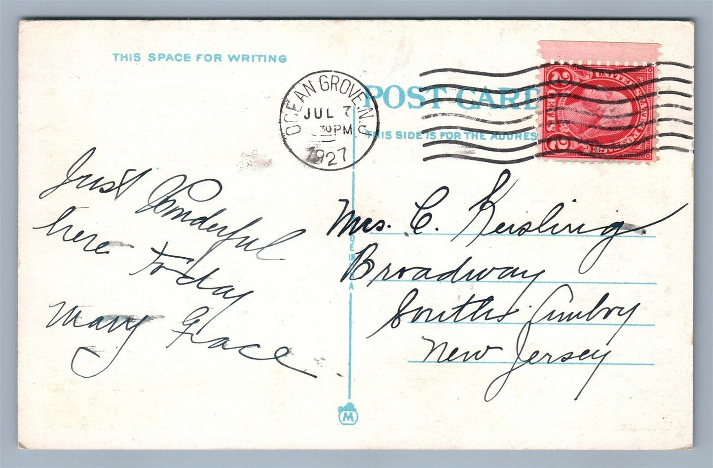 OCEAN GROVE NJ WESLEY LAKE FROM MAIN STREET ANTIQUE POSTCARD