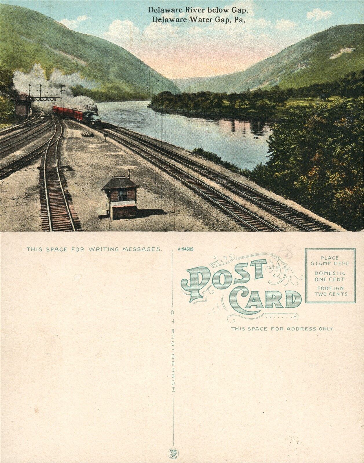 DELAWARE WATER GAP PA ANTIQUE POSTCARD railroad train railway