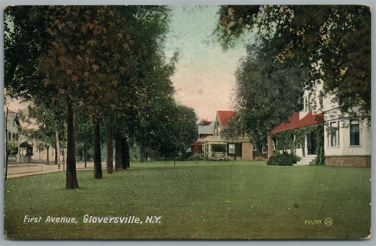 GLOVERSVILLE NY FIRST AVENUE ANTIQUE POSTCARD