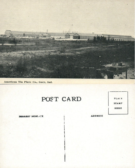 GARY IN AMERICAN TIN PLATE CO. ANTIQUE POSTCARD