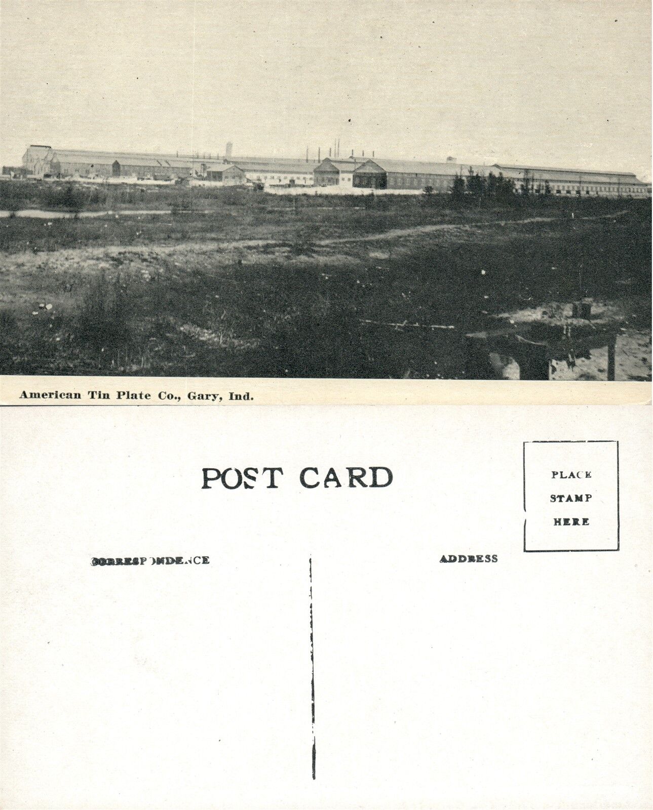 GARY IN AMERICAN TIN PLATE CO. ANTIQUE POSTCARD