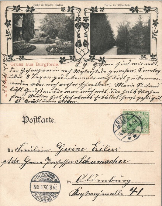 GRUSS AUS BURGFORDE GERMANY ANTIQUE POSTCARD