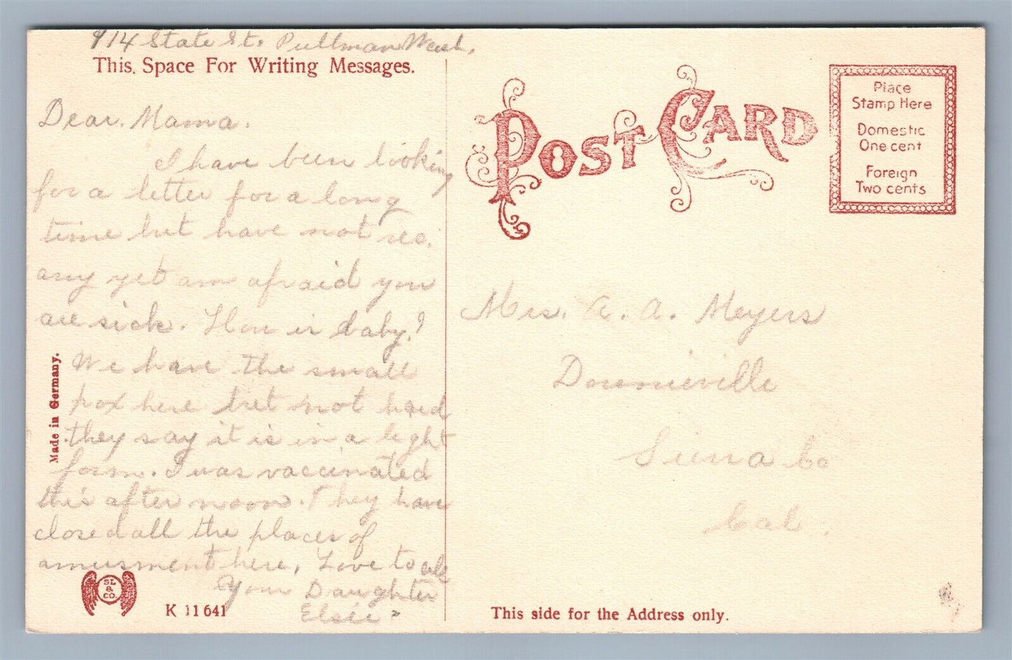 PULLMAN WA W.S.C. ADMINISTRATION BUILDING ANTIQUE POSTCARD