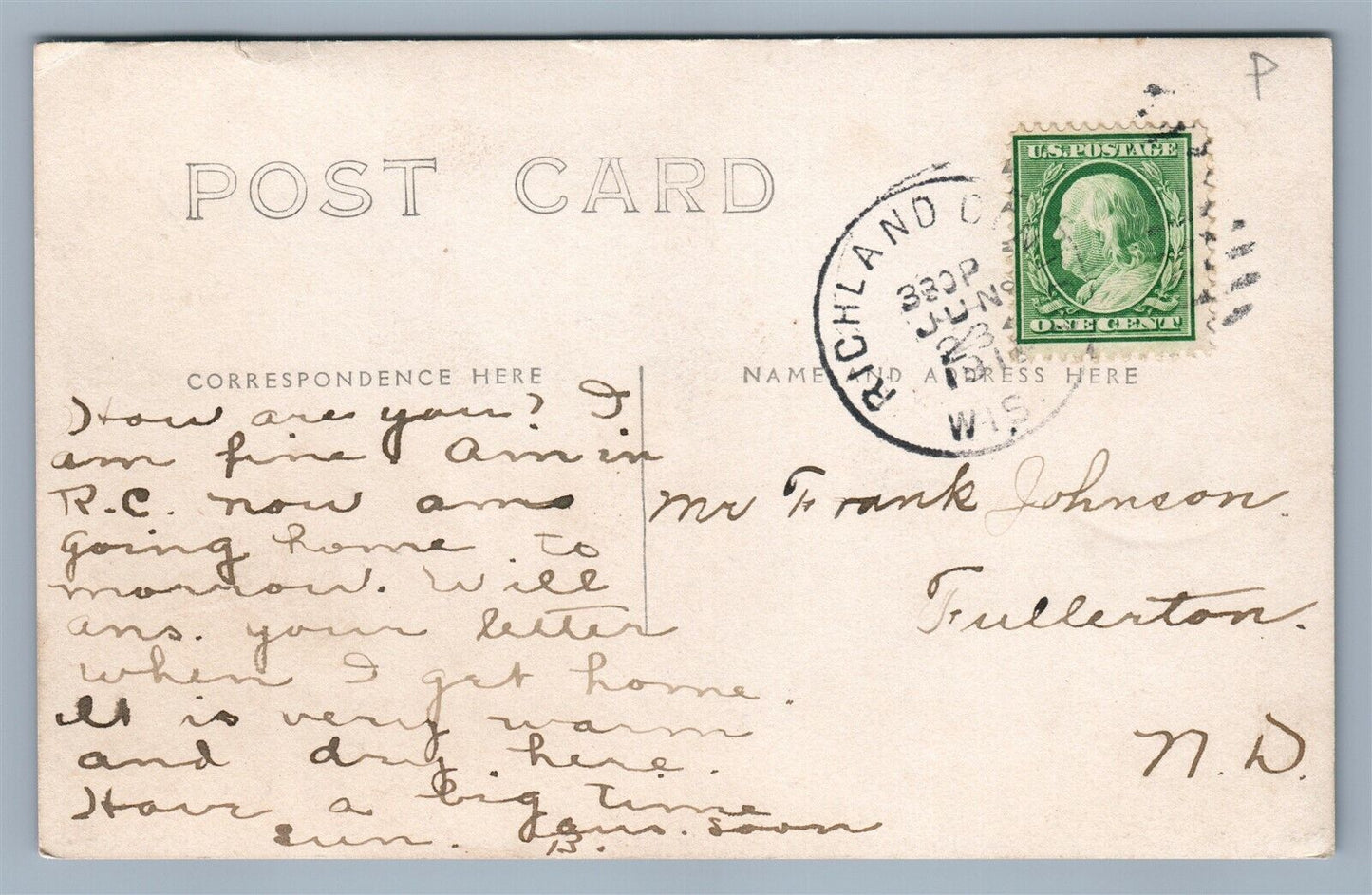RICHLAND CENTER WI HIGH SCHOOL ARCHITECT ADVERT ANTIQUE REAL PHOTO POSTCARD RPPC