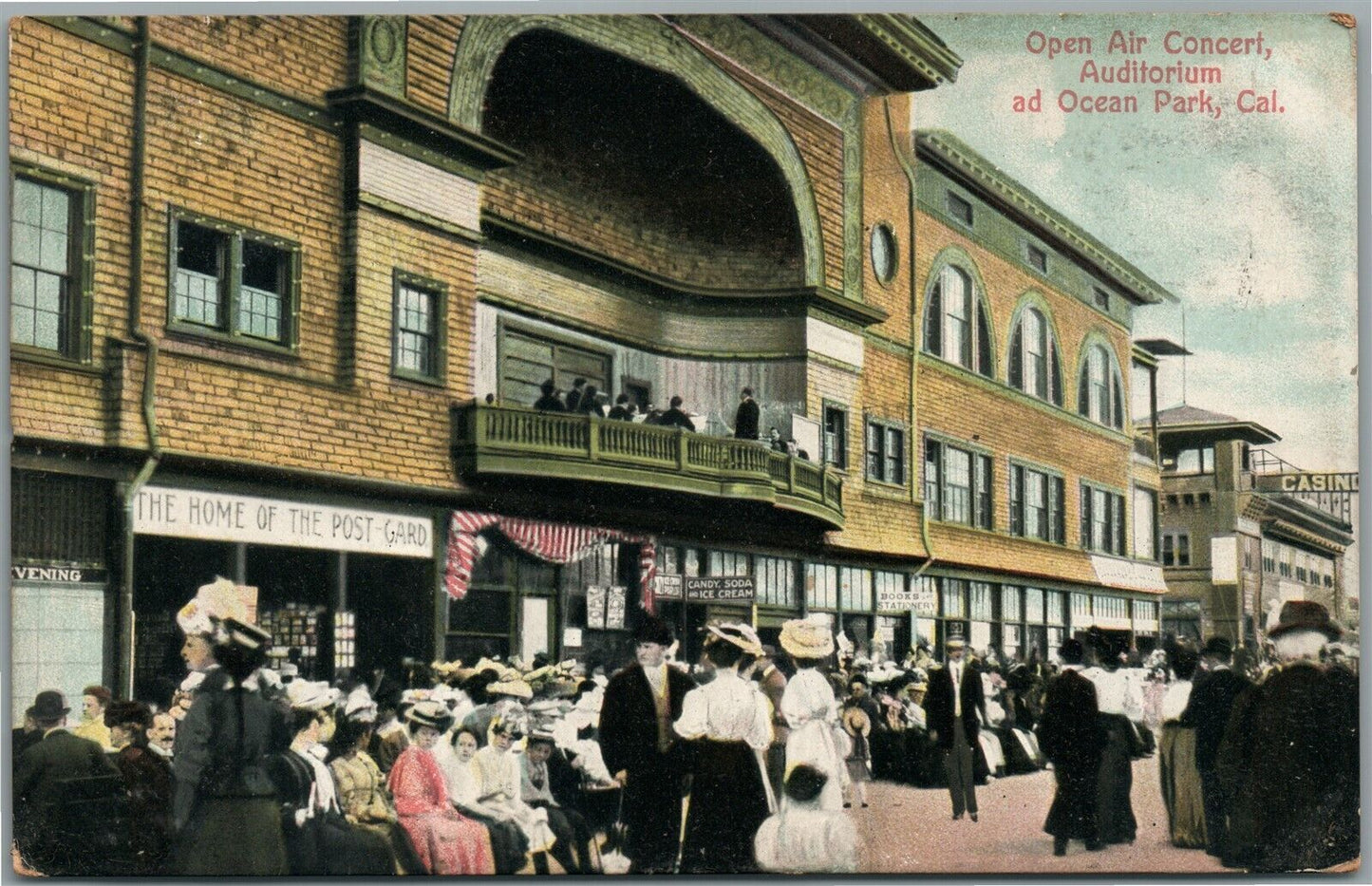 OCEAN PARK CA OPEN AIR CONCERT ANTIQUE POSTCARD
