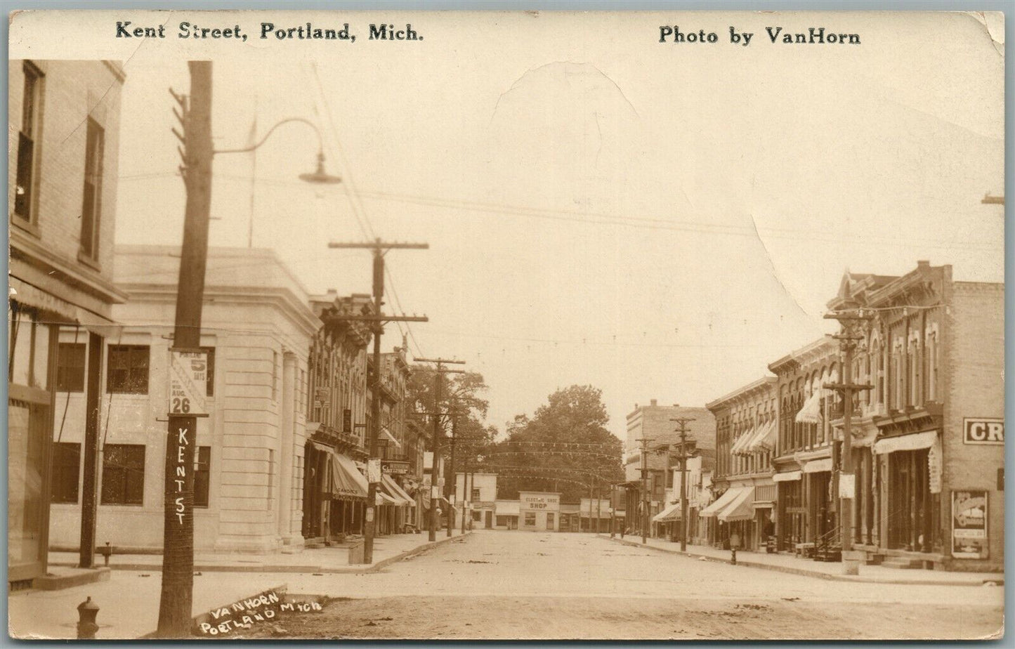 PORTLAND MI KENT STREET ANTIQUE REAL PHOTO POSTCARD RPPC