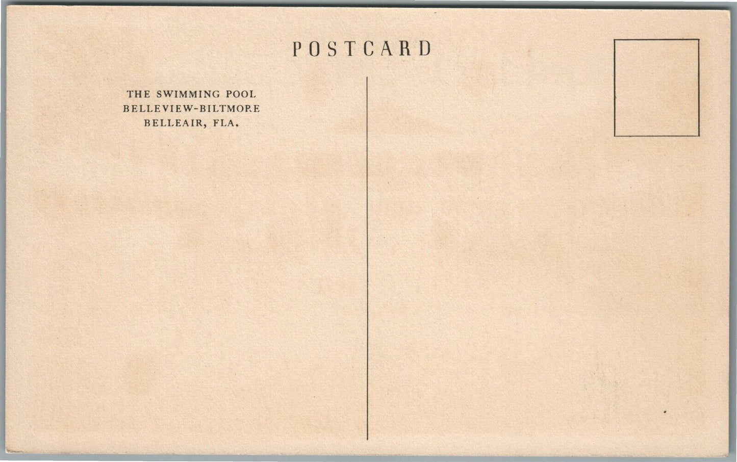 BELLEAIR FL SWIMMING POOL ANTIQUE POSTCARD