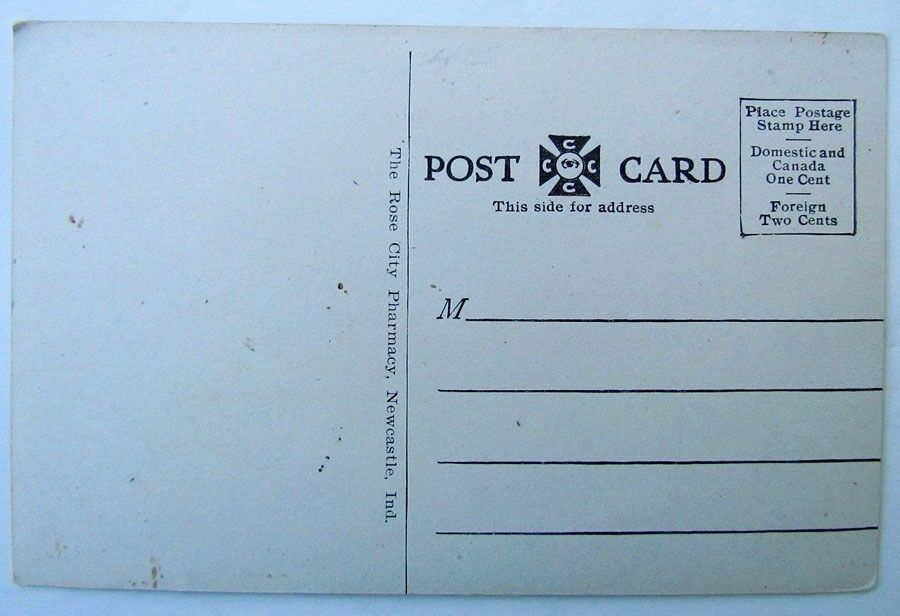 NEWCASTLE INDIANA TWELFTH STREET LOOKING SOUTH VINTAGE POSTCARD railroad railway