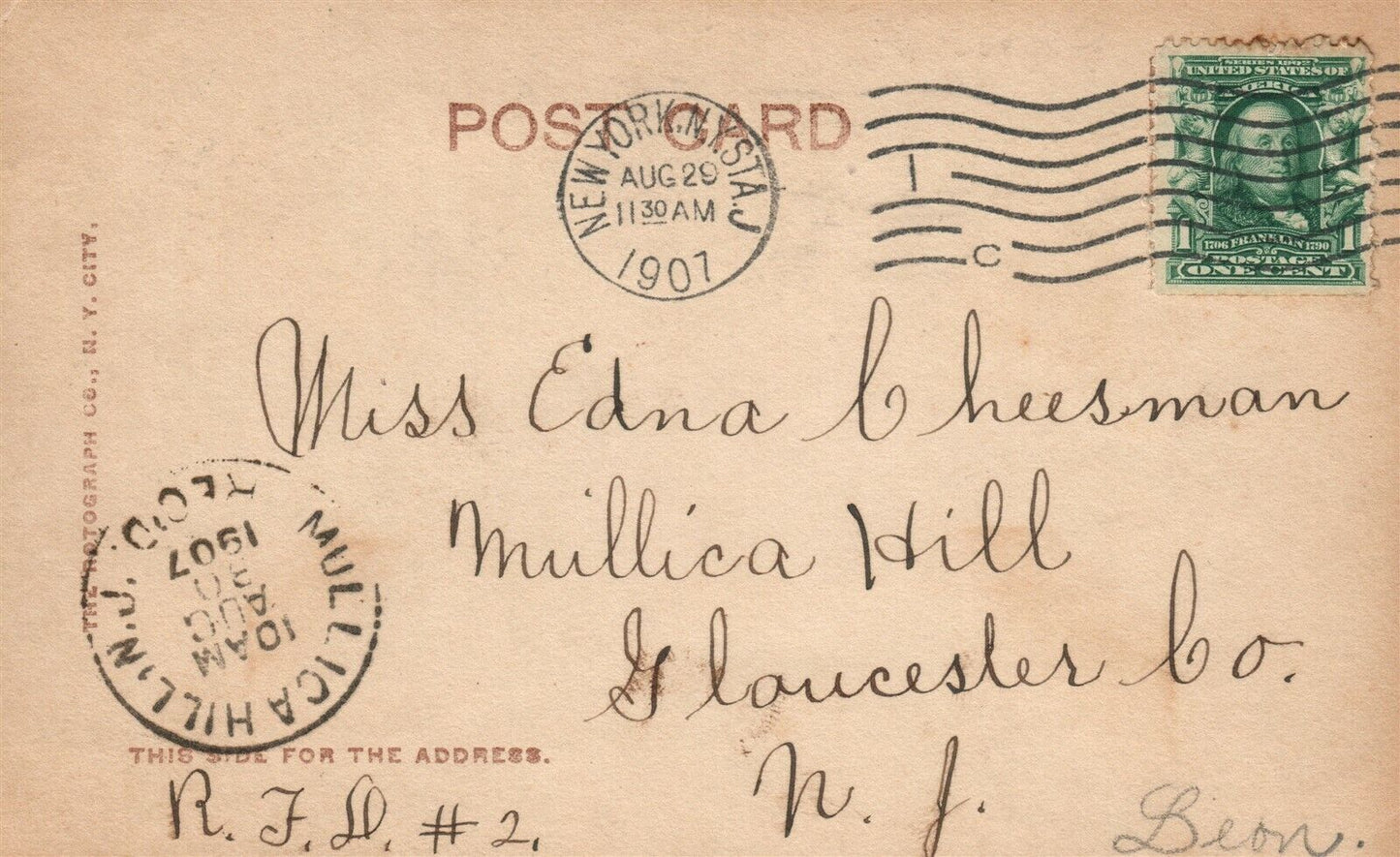 EDNA NAME ANTIQUE 1907 REAL PHOTO POSTCARD RPPC w/ GIRLS