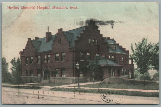 MUSCATINE IA HERSHEY MEMORIAL HOSPITAL ANTIQUE POSTCARD