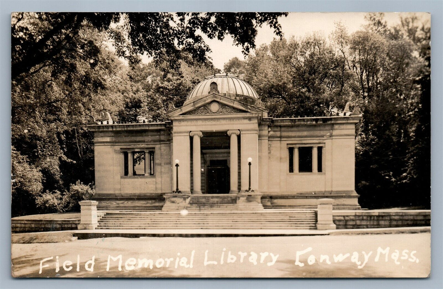 CONWAY MA FIELD MEMORIAL LIBRARY VINTAGE REAL PHOTO POSTCARD RPPC