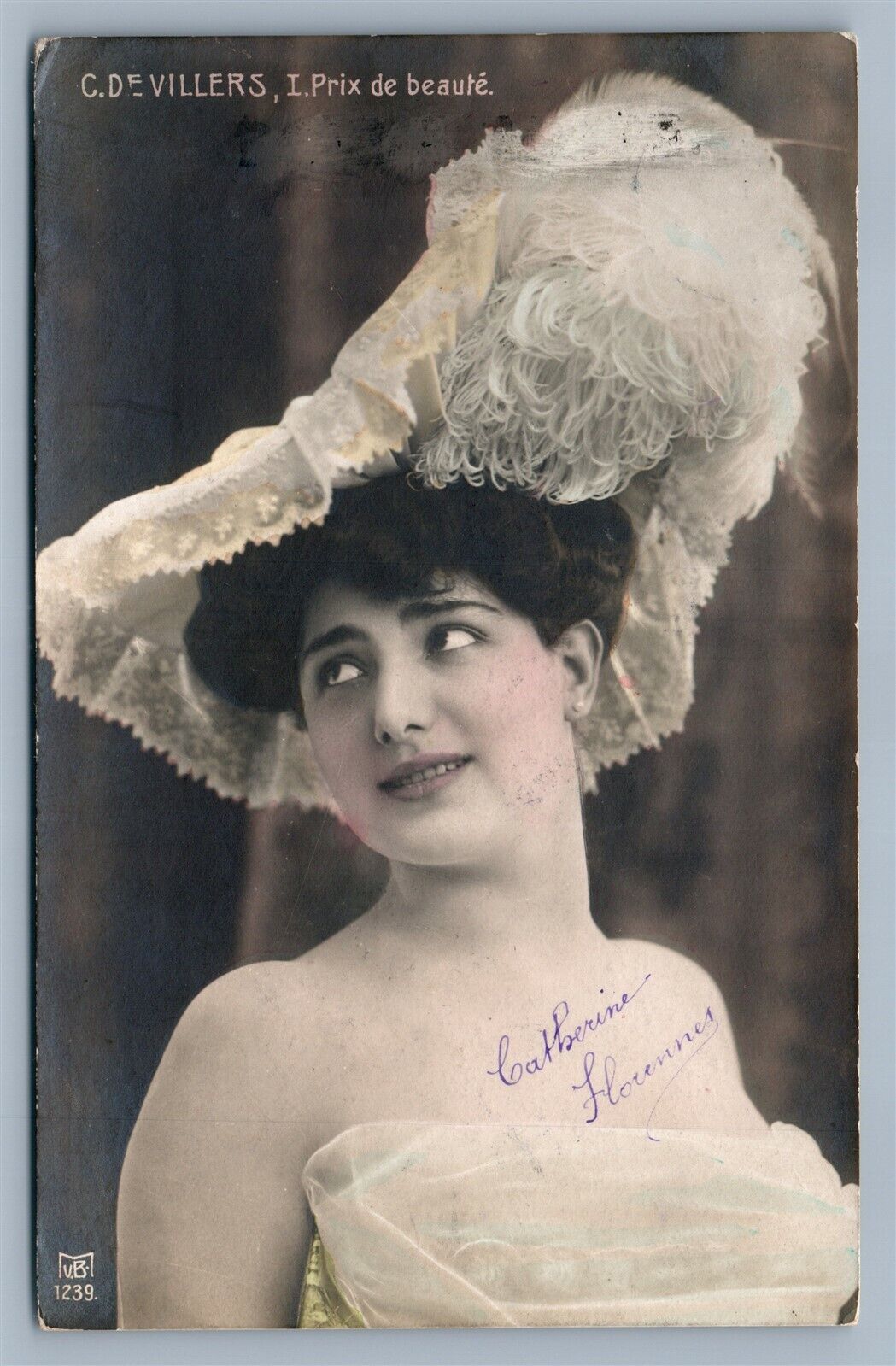 FRENCH BEAUTY ANTIQUE REAL PHOTO POSTCARD RPPC