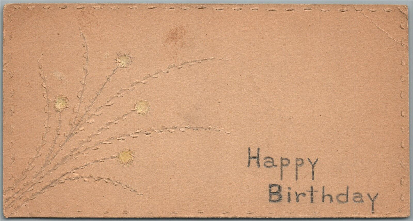 HAND MADE HAPPY BIRTHDAY ANTIQUE POSTCARD