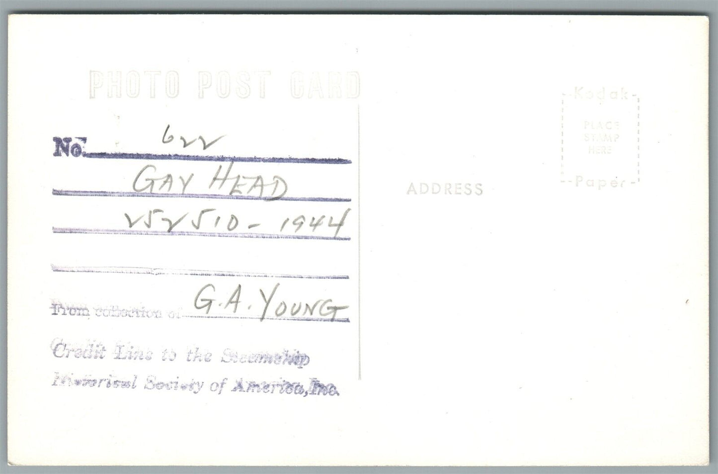 SHIP GAY HEAD VINTAGE REAL PHOTO POSTCARD RPPC