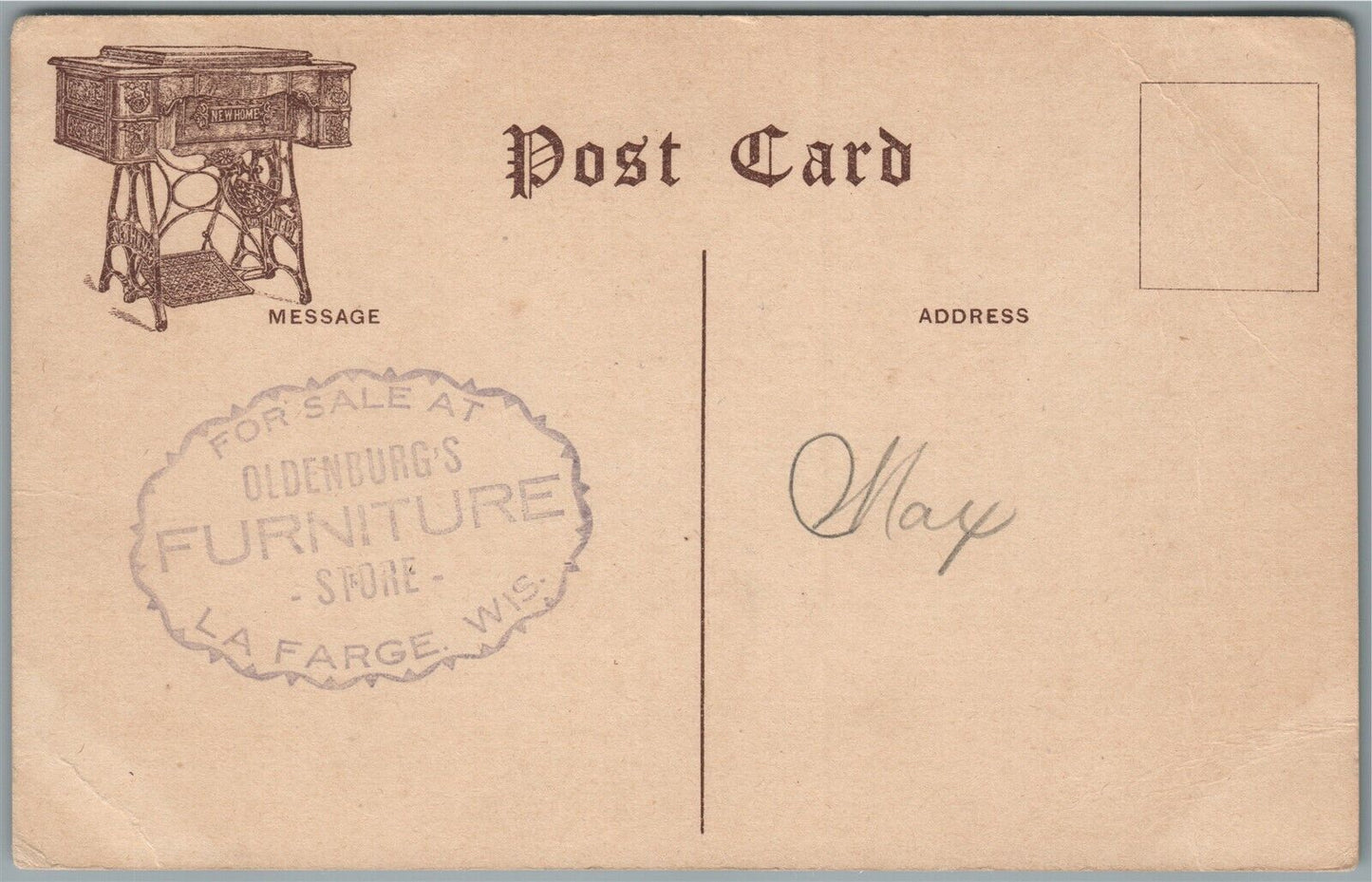 ORANGE MA NEW HOME SEWING MACHINE CO. ADVERTISING ANTIQUE POSTCARD
