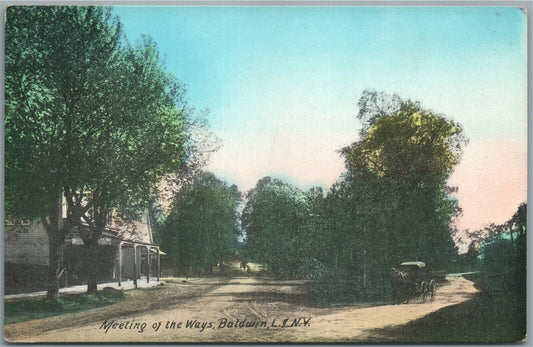 BALDWIN LI NY MEETING ON THE WAYS ANTIQUE POSTCARD